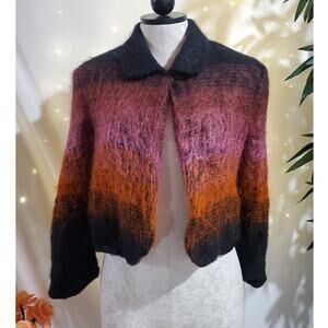 Earl Rutenberg Collection VTG Mohair Blend Ombre Striped Cropped Jacket Womens S